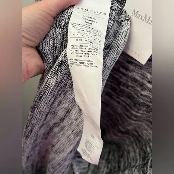 New MaxMara Leisure Biglia Marbled Navy Blue Knit Midi Dress Size Medium - Picture 9 of 10